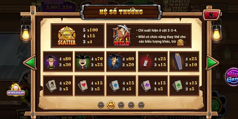 Đồ họa game quay hũ lucky luke tinh tế, giao diện bắt mắt