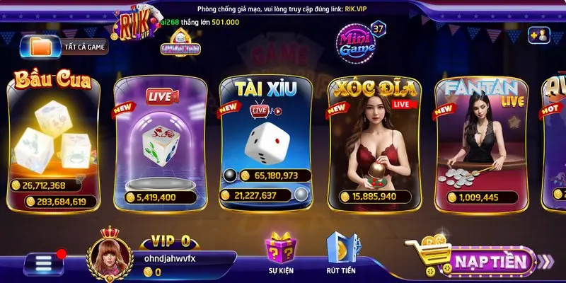 Những điểm nổi bật trong tài xỉu livestream Rikvip